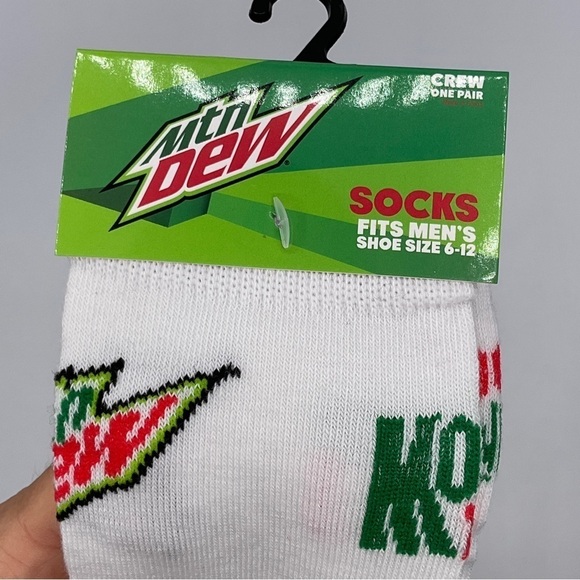 Socks Mountain Dew Soda Pop Novelty Crew Crazy Fun Geek Snack Food Print Unisex - Picture 2 of 4